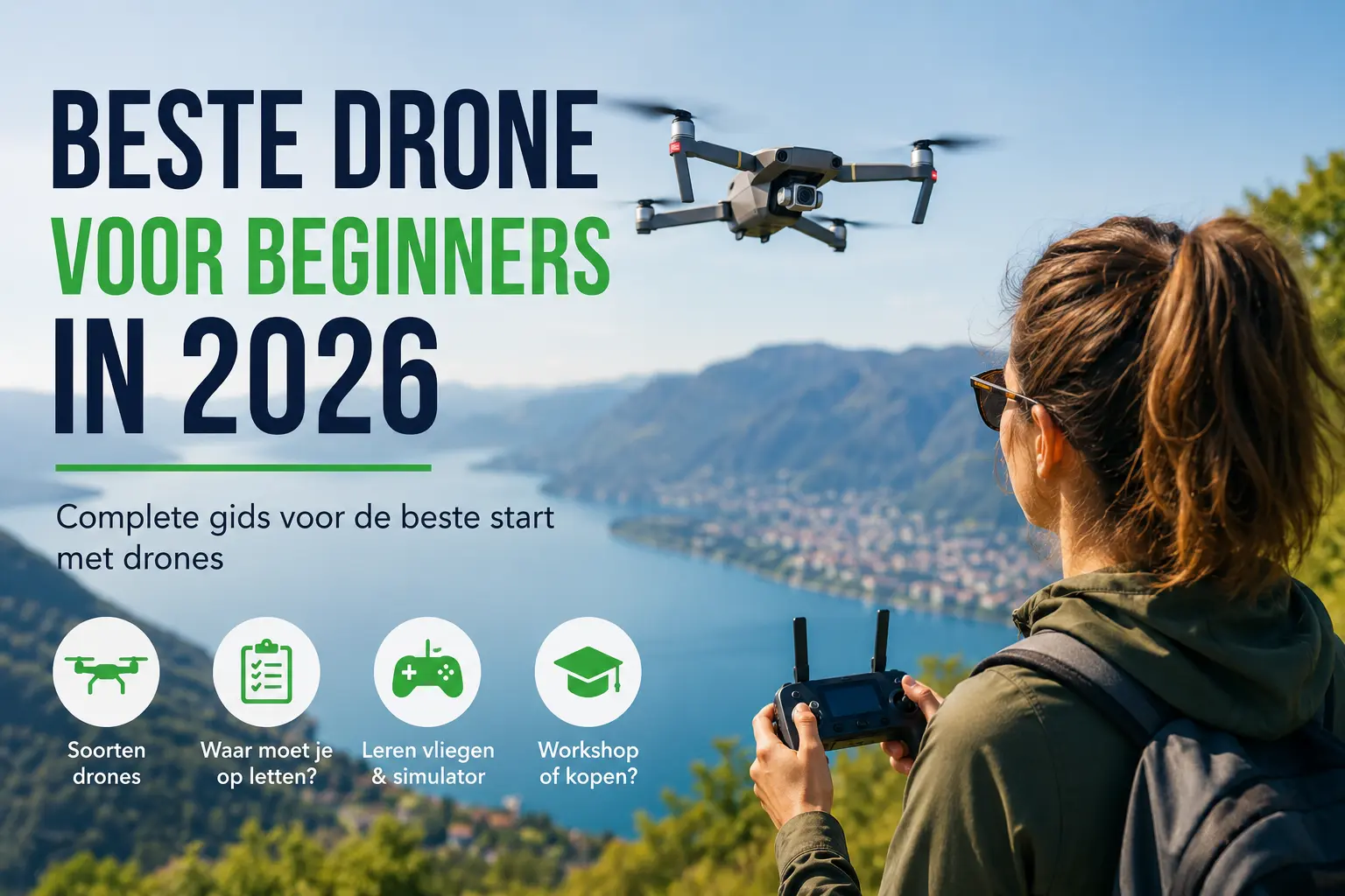 Beste drone voor beginners in 2026 – beginner bestuurt een drone met controller